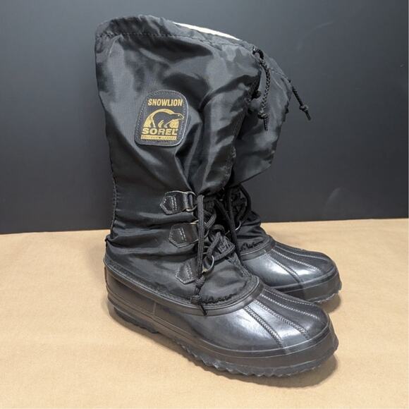 Sorel Snowlion Tall Waterproof Snow Boots Black Winter Lined Gorpcore Insulated - Picture 1 of 10